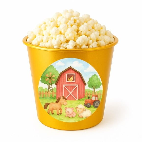 Balde de Pipoca Personalizado Infantil Fazendinha Aquarela