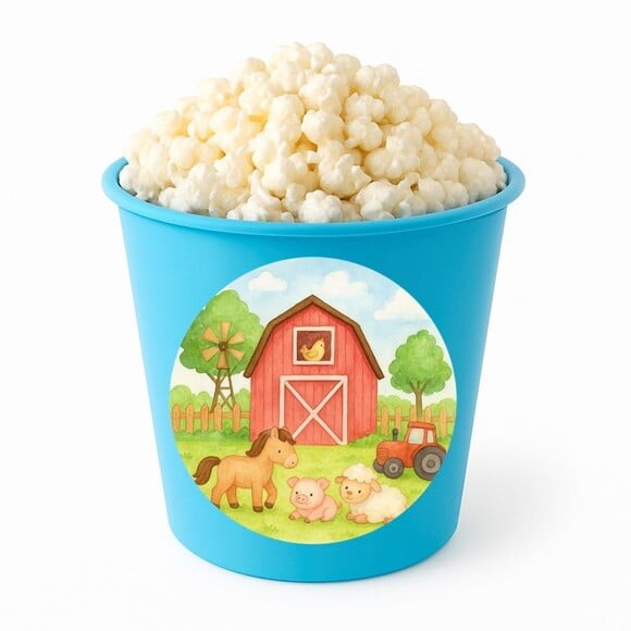 Balde de Pipoca Personalizado Infantil Fazendinha Aquarela
