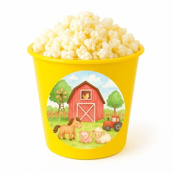 Balde de Pipoca Personalizado Infantil Fazendinha Aquarela