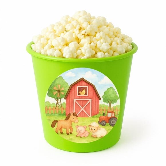 Balde de Pipoca Personalizado Infantil Fazendinha Aquarela
