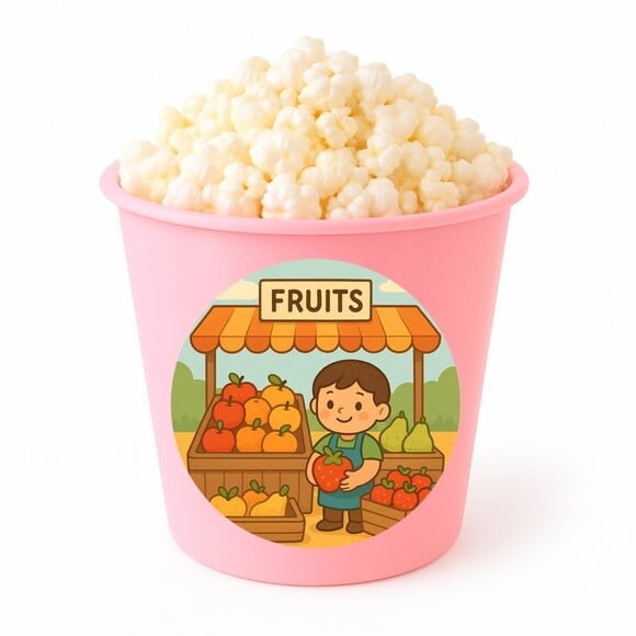 Balde de Pipoca Personalizado Infantil Feira de Frutas