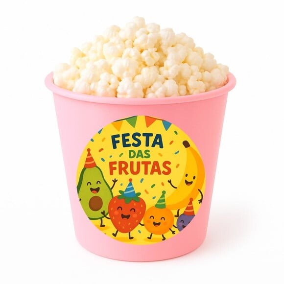 Balde de Pipoca Personalizado Infantil Festa das Frutas
