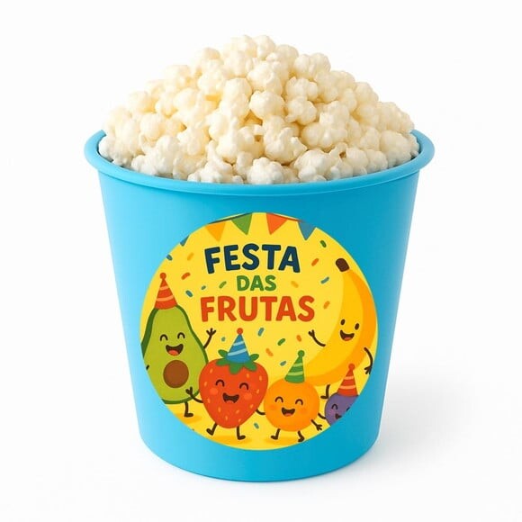 Balde de Pipoca Personalizado Infantil Festa das Frutas