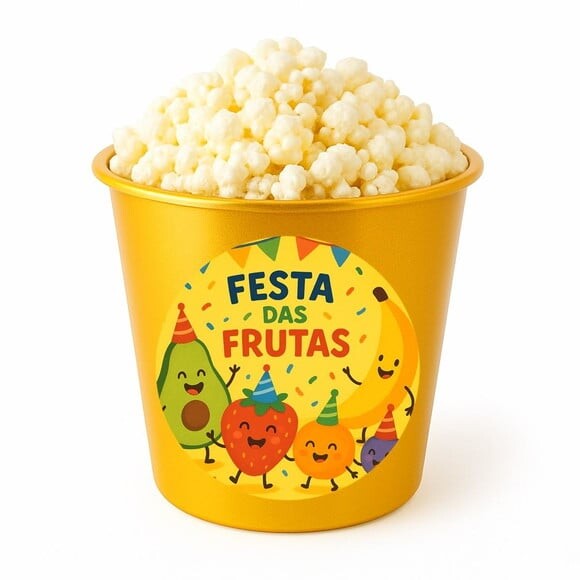 Balde de Pipoca Personalizado Infantil Festa das Frutas