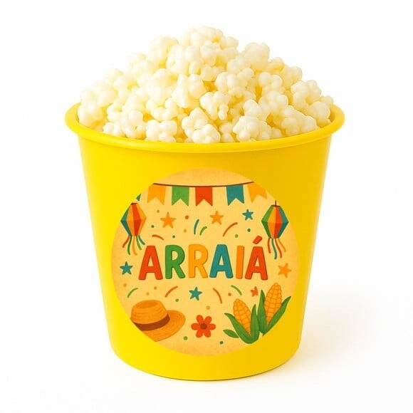 Balde de Pipoca Personalizado Infantil Festa Junina Arraiá