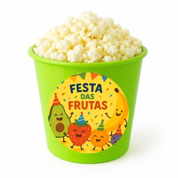 Balde de Pipoca Personalizado Infantil Festa das Frutas