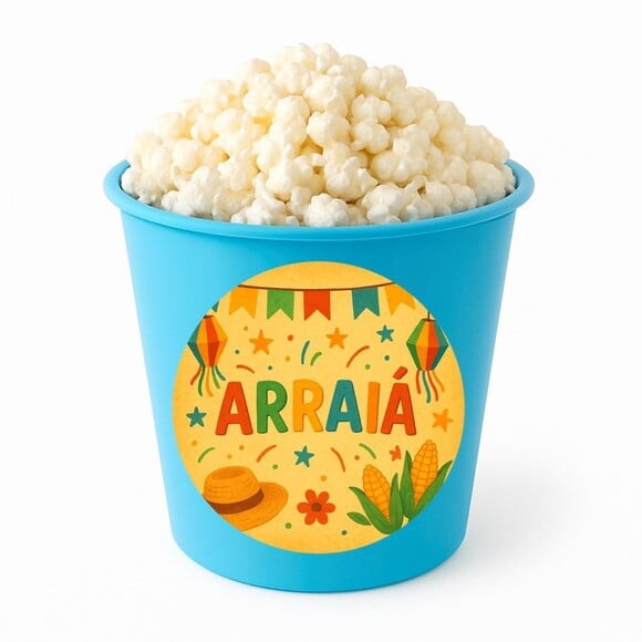 Balde de Pipoca Personalizado Infantil Festa Junina Arraiá