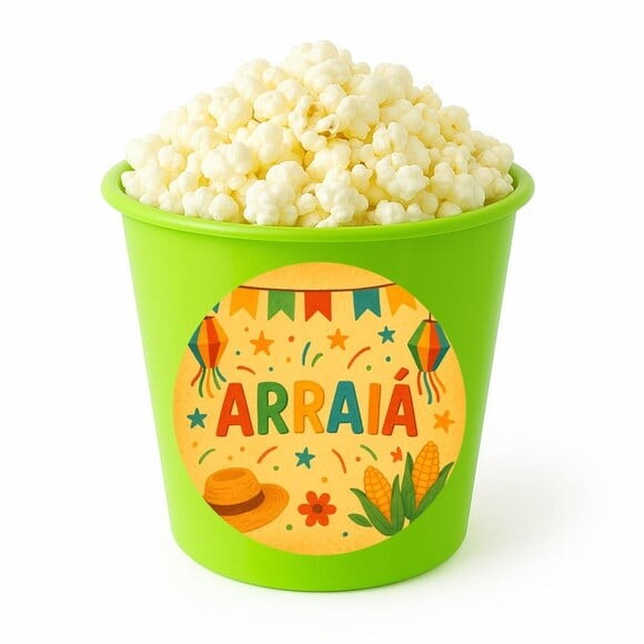 Balde de Pipoca Personalizado Infantil Festa Junina Arraiá