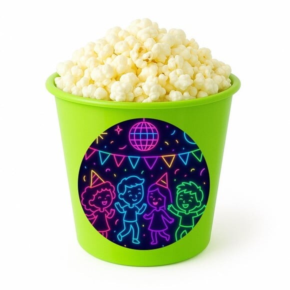 Balde de Pipoca Personalizado Infantil Festa Neon