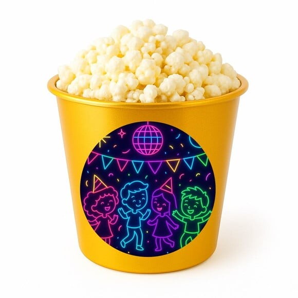 Balde de Pipoca Personalizado Infantil Festa Neon