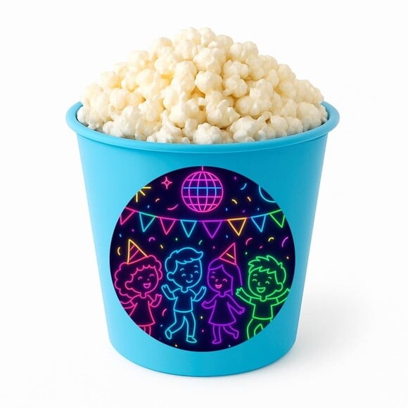 Balde de Pipoca Personalizado Infantil Festa Neon