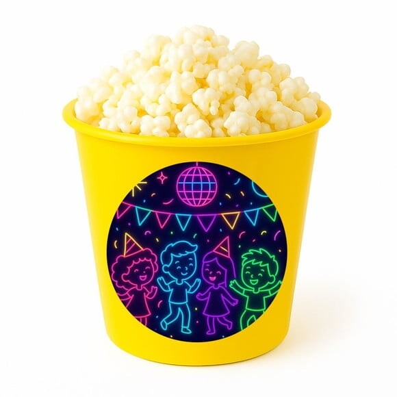 Balde de Pipoca Personalizado Infantil Festa Neon