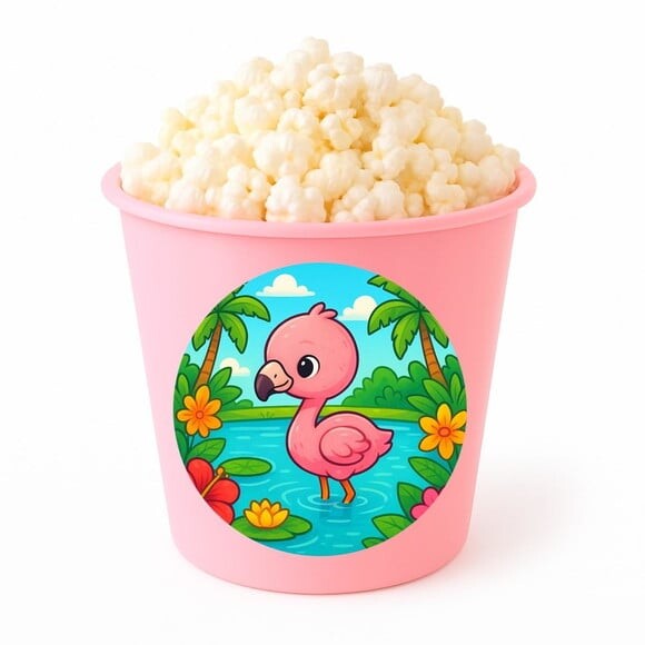 Balde de Pipoca Personalizado Infantil Flamingo Baby