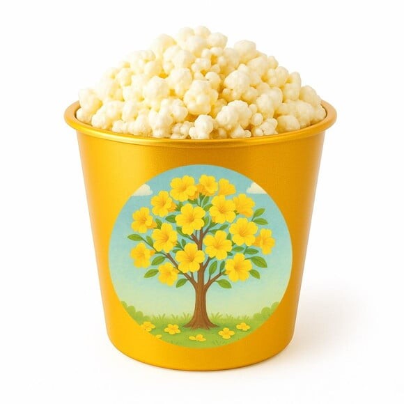 Balde de Pipoca Personalizado Infantil Flor de Ipê Amarela