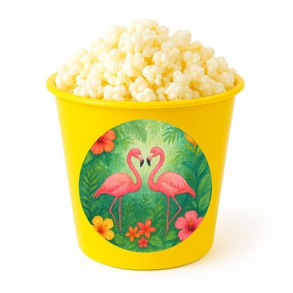 Balde de Pipoca Personalizado Infantil Flamingo Aquarela