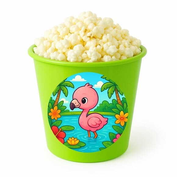 Balde de Pipoca Personalizado Infantil Flamingo Baby
