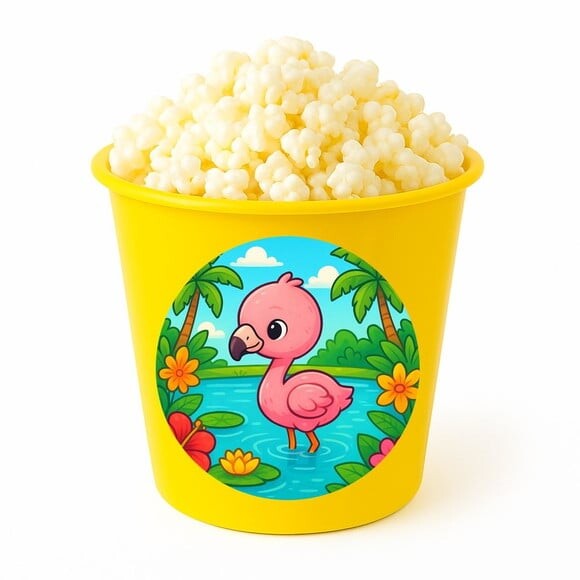Balde de Pipoca Personalizado Infantil Flamingo Baby