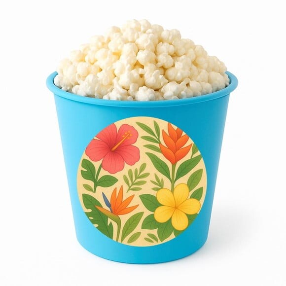 Balde de Pipoca Personalizado Infantil Flores Tropicais