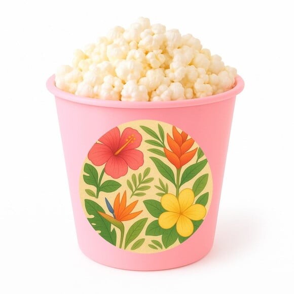 Balde de Pipoca Personalizado Infantil Flores Tropicais