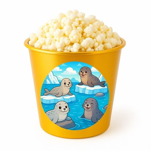 Balde de Pipoca Personalizado Infantil Focas