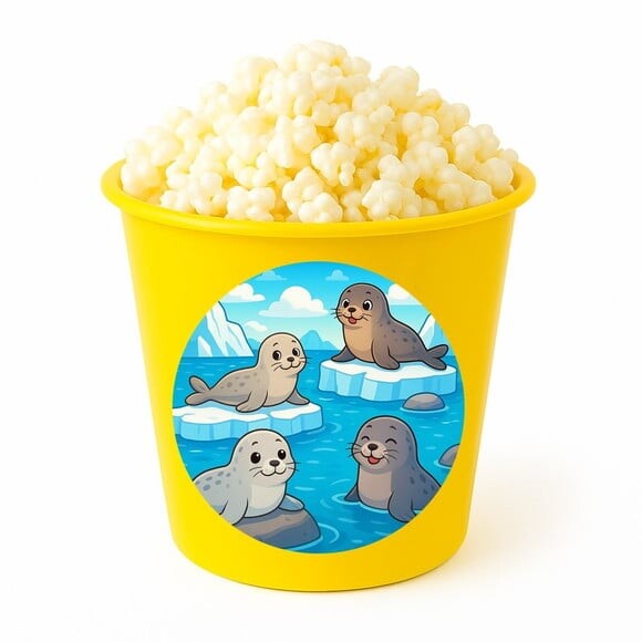 Balde de Pipoca Personalizado Infantil Focas