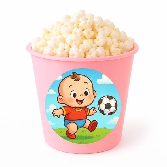Balde de Pipoca Personalizado Infantil Futebol Baby