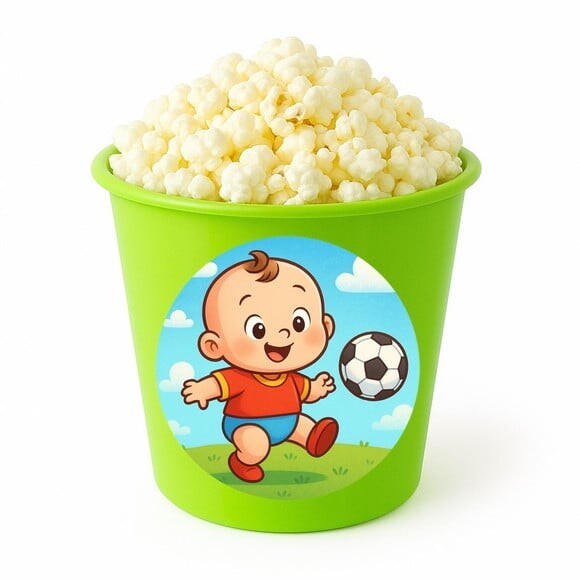 Balde de Pipoca Personalizado Infantil Futebol Baby