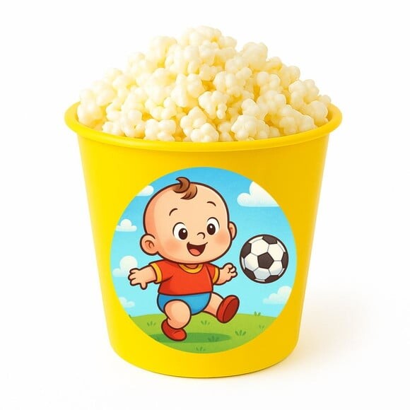 Balde de Pipoca Personalizado Infantil Futebol Baby