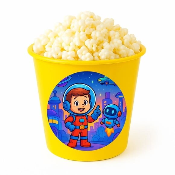 Balde de Pipoca Personalizado Infantil Futurismo Infantil