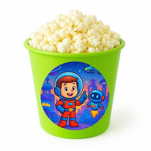 Balde de Pipoca Personalizado Infantil Futurismo Infantil