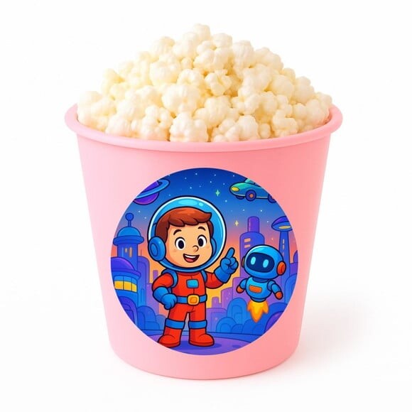 Balde de Pipoca Personalizado Infantil Futurismo Infantil
