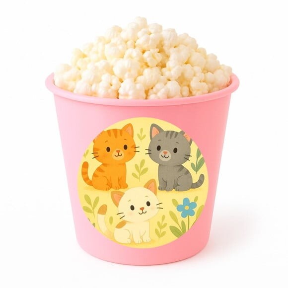 Balde de Pipoca Personalizado Infantil Gatinhos