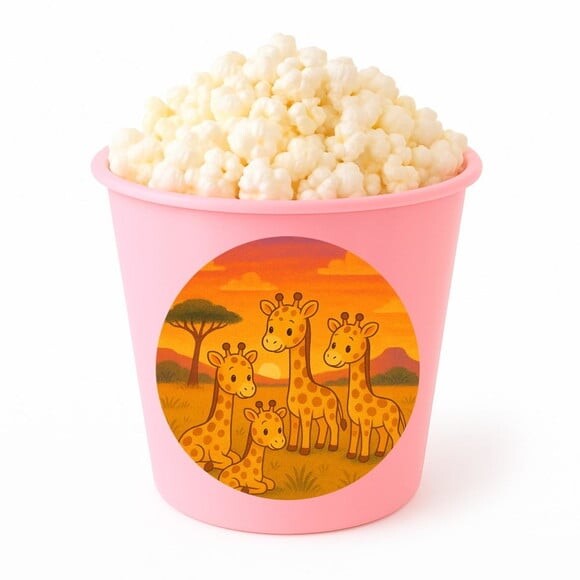 Balde de Pipoca Personalizado Infantil Girafinhas
