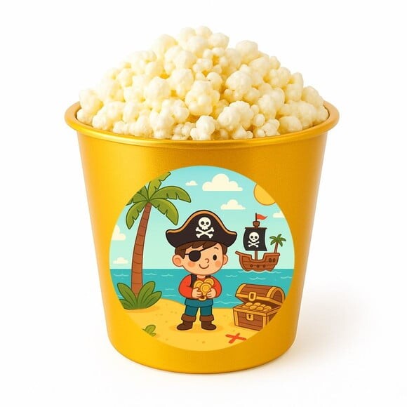 Balde de Pipoca Personalizado Infantil Ilha Pirata