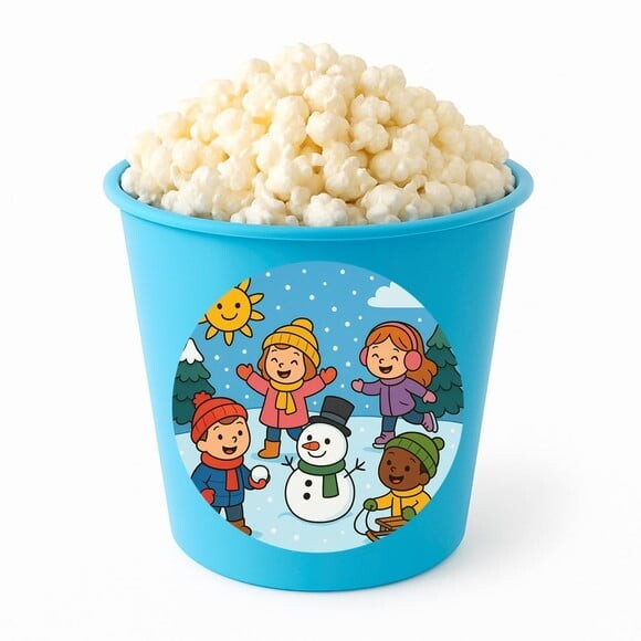 Balde de Pipoca Personalizado Infantil Inverno Divertido