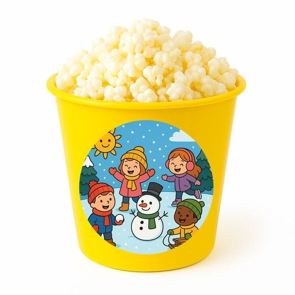 Balde de Pipoca Personalizado Infantil Inverno Divertido