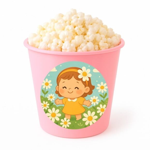 Balde de Pipoca Personalizado Infantil Jardim das Margaridas