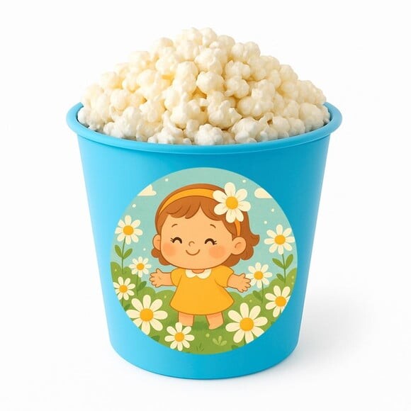Balde de Pipoca Personalizado Infantil Jardim das Margaridas