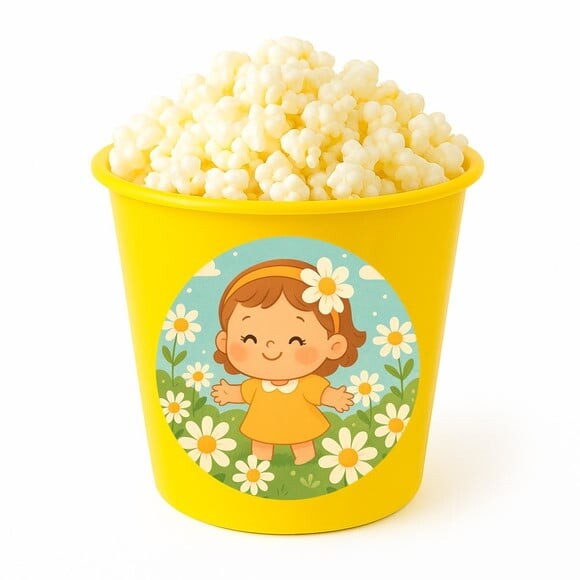 Balde de Pipoca Personalizado Infantil Jardim das Margaridas