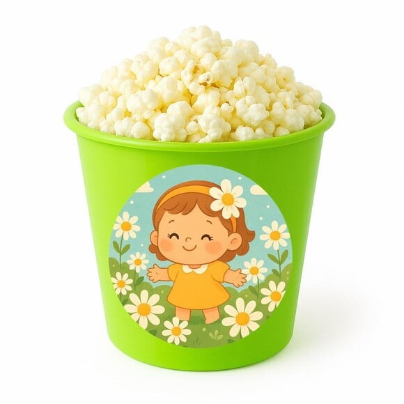 Balde de Pipoca Personalizado Infantil Jardim das Margaridas