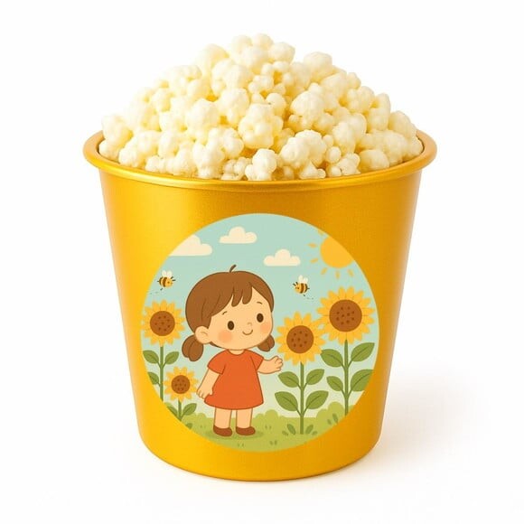 Balde de Pipoca Personalizado Infantil Jardim dos Girassóis