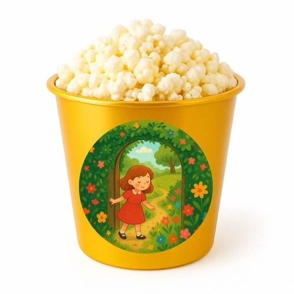 Balde de Pipoca Personalizado Infantil Jardim Secreto