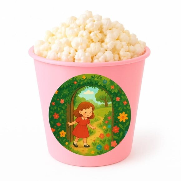 Balde de Pipoca Personalizado Infantil Jardim Secreto