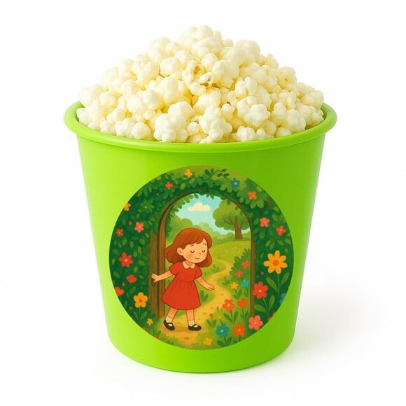 Balde de Pipoca Personalizado Infantil Jardim Secreto