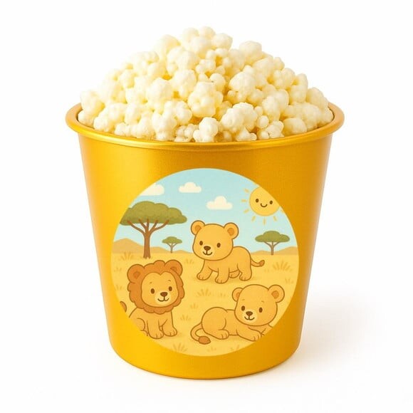 Balde de Pipoca Personalizado Infantil Leãozinhos