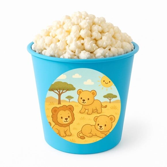Balde de Pipoca Personalizado Infantil Leãozinhos