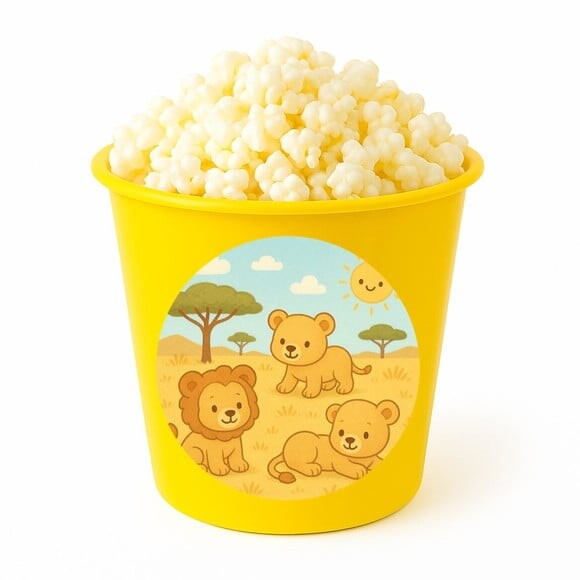 Balde de Pipoca Personalizado Infantil Leãozinhos