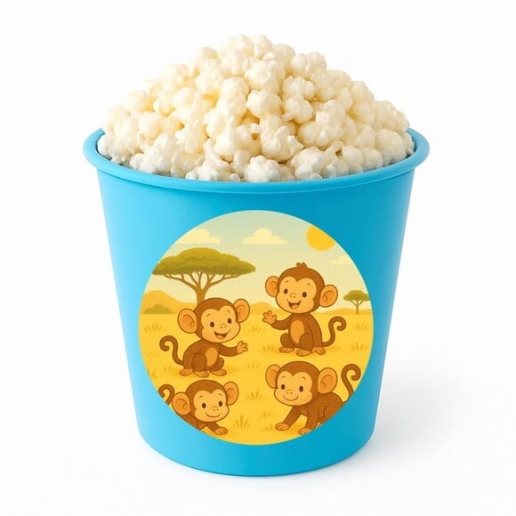 Balde de Pipoca Personalizado Infantil Macaquinhos