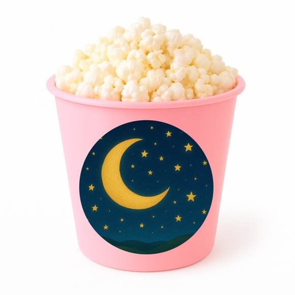 Balde de Pipoca Personalizado Infantil Lua e Estrelas
