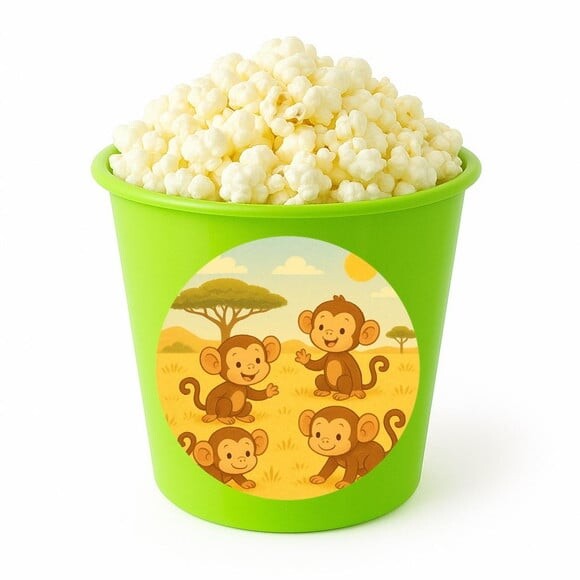 Balde de Pipoca Personalizado Infantil Macaquinhos
